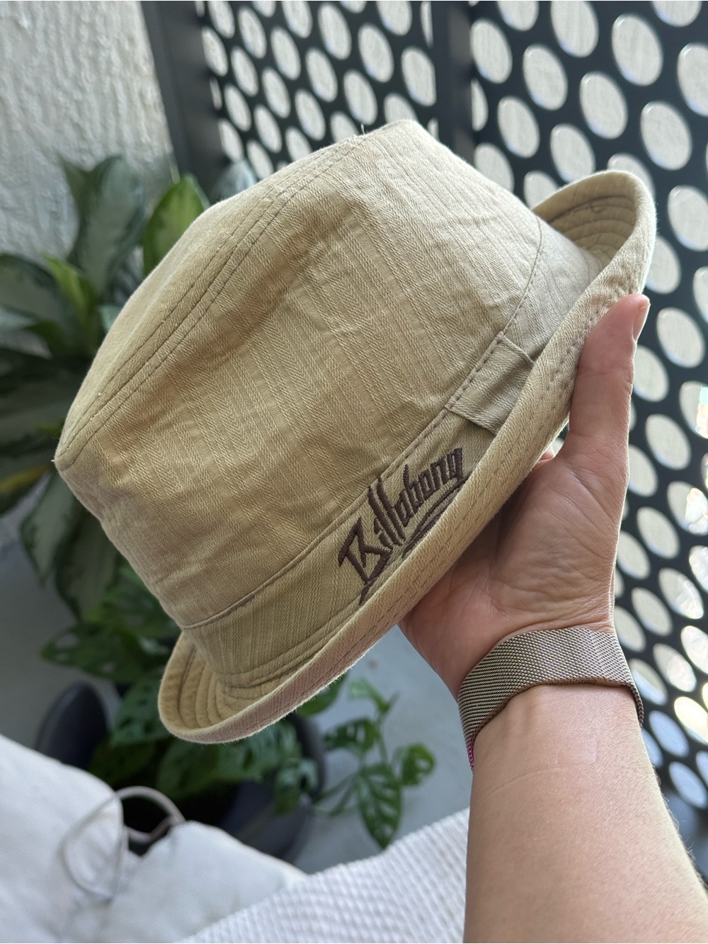 Billabong Headwear Khaki Trilby Fedora Hat Y2K Skater Surf